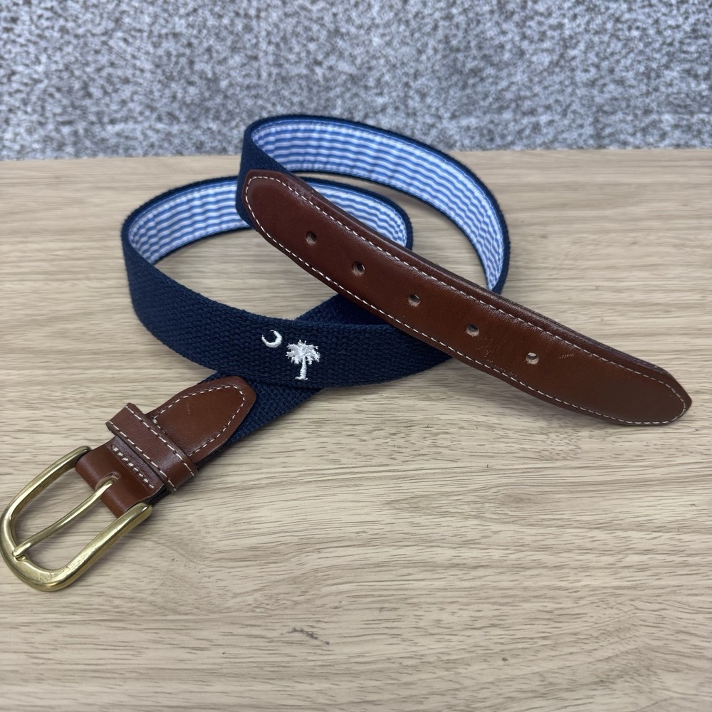 Bird Dog Bay Golf Belt Men's Size 38 Blue Embroidered Palmetto Moon Made USA
